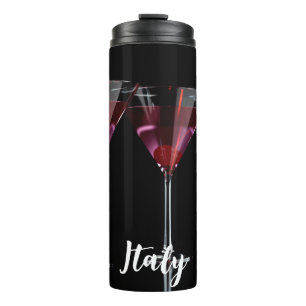 Garrafa Térmica Cocktails vermelhos em vidro martini com cereja