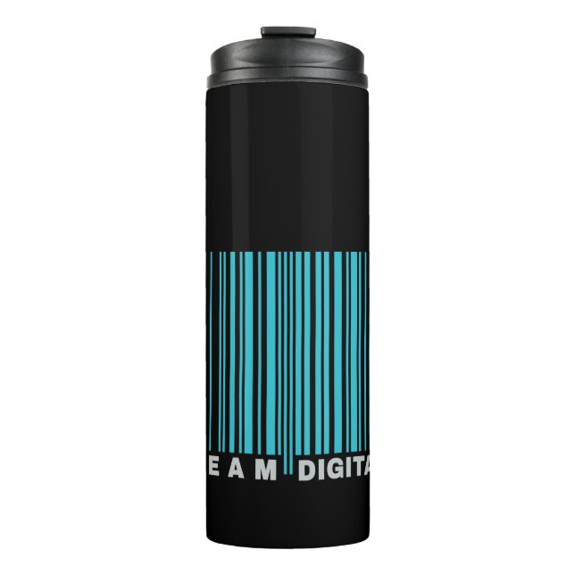 Garrafa Térmica Código de barras digital de equipe para nerd (Frente)