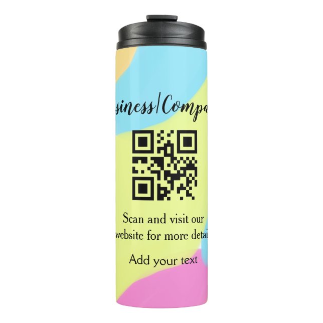 Garrafa Térmica Código de barras QR add name do site da empresa co (Frente)