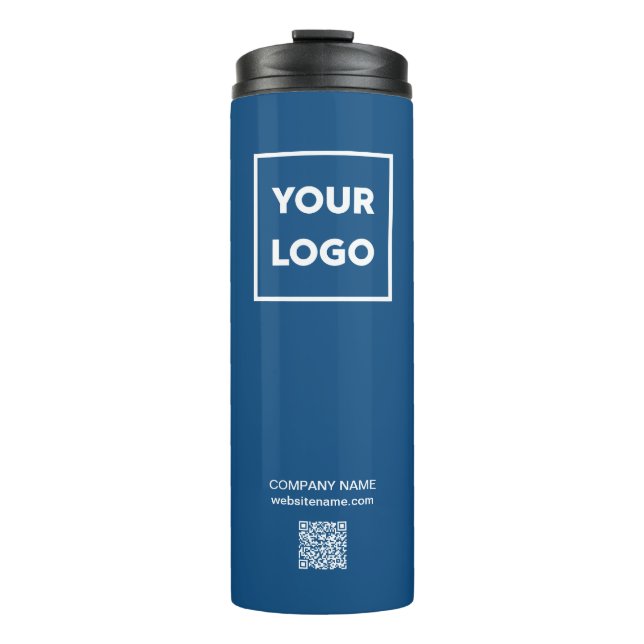 Garrafa Térmica Código QR do logotipo comercial personalizado em a (Frente)