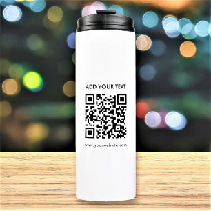 Garrafa Térmica Código QR Personalizado e Texto Moderno Negócios