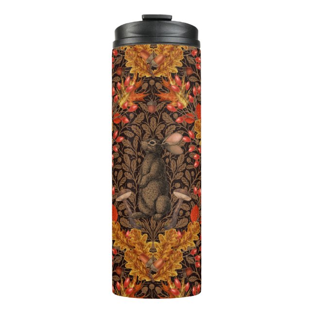 Garrafa Térmica Coelho do outono em castanho (Frente)