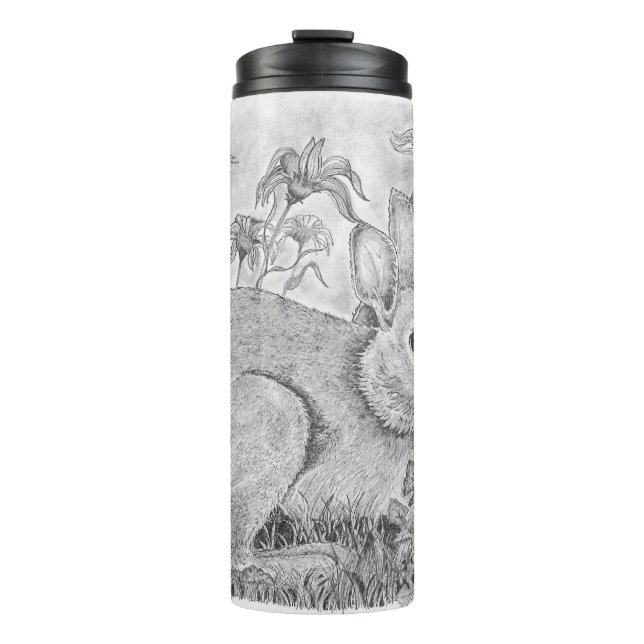 Garrafa Térmica Coelho em Flores Tumbler Térmico (Frente)