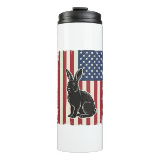 Garrafa Térmica Coelho Patriótico Bandeira Americana Gravura Vinta