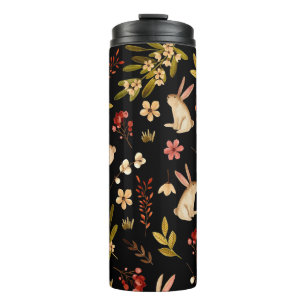 Garrafa Térmica Coelhos Cutos: Padrão Desenhado À Mão Da Aquarela