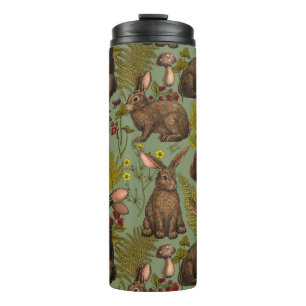 Garrafa Térmica Coelhos e flora florestal Tumbler térmico