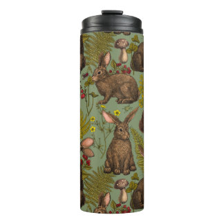 Garrafa Térmica Coelhos e flora florestal Tumbler térmico