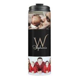 Garrafa Térmica Colagem de Fotografias com 10 Monogramas Preto