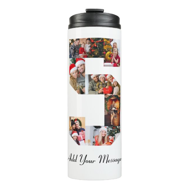 Garrafa Térmica Colagem de Fotografias Preta e Branco Número 5 (Frente)