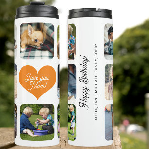 Garrafa Térmica Colagem de fotos com texto personalizado de amor p