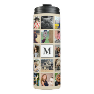 Garrafa Térmica Colagem de Fotos Moderna da Família 24 com Inicia