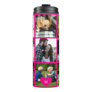 Garrafa Térmica Colagem de fotos monograma personalizado moderno r