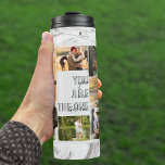 Garrafa Térmica Colagem de Fotos Você é a Mármula de Uma Cinza<br><div class="desc">Tumbler térmico moderno que você pode fazer exclusivo com sua própria colagem fotográfica. O design apresenta um fundo de mármore, pintado em aquarela, em tons de branco, preto e cinza. No centro, o texto diz "você é o único" na impressão moderna e na tipografia casual da escrita. O modelo está...</div>