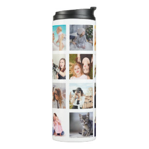 Garrafa Térmica Colagem de grade de fotos quadradas personalizadas