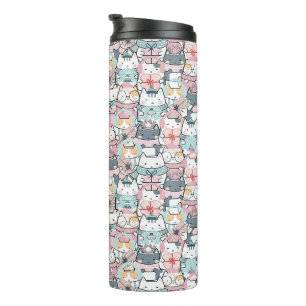 Garrafa Térmica Colagem de Personagens Pastel Kawaii