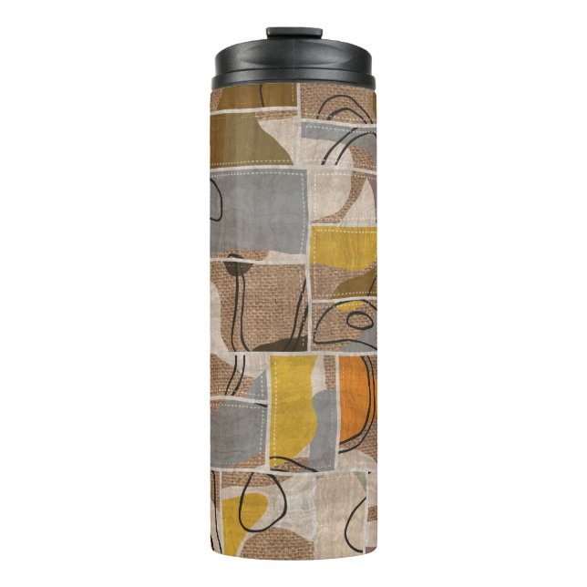 Garrafa Térmica Colagem de retalhos, padrão de mistura de mantas (Frente)