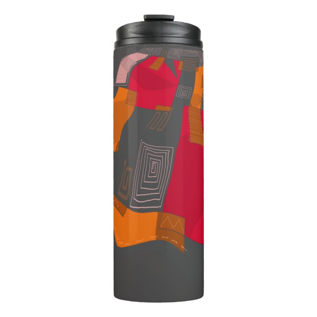 Garrafa Térmica Colagem Egípcia Sonhadora - Cinza Vermelha de Lara (Frente)