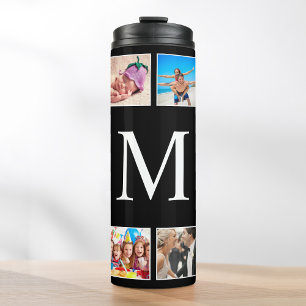 Garrafa Térmica Colagem Personalizada de Fotos da Família em Preto