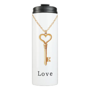 Garrafa Térmica Colar de Coração com Corrente de Ouro Amor