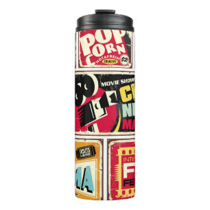 Garrafa Térmica Coleção de sinais de lata de cinema em Vintage. In