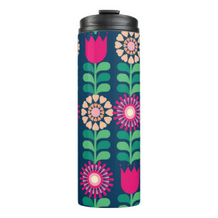 Garrafa Térmica colheita/ilustração de fundo de flores