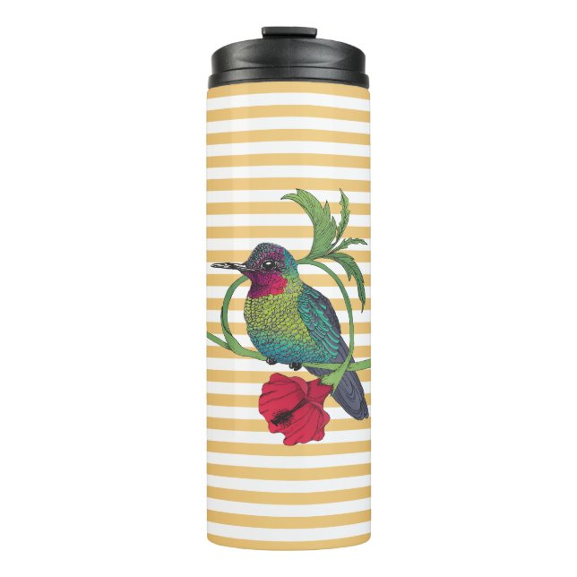 Garrafa Térmica Colibri Bird Douradas Stripes Tumbler Térmico (Frente)
