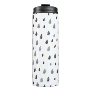 Garrafa Térmica Colírio de aquarela, padrão uniforme de indigo.