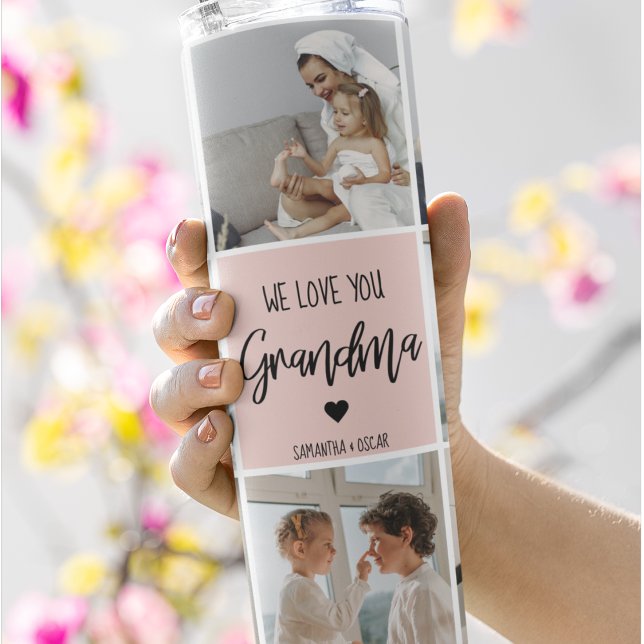 Garrafa Térmica Collage Photo Pink Nós Te Amo Avó Melhor Presente (Criador carregado)