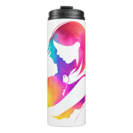 Garrafa Térmica Colorful Watercolor Mother and Baby Travel Tumbler