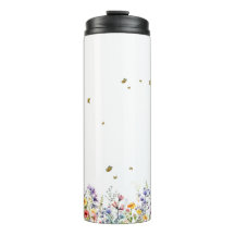 Colorida Flor Silvestre Aquarela com Borboleta