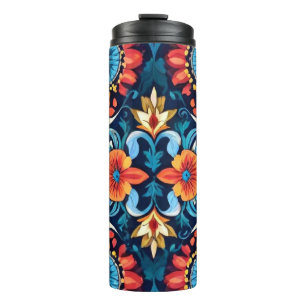 Garrafa Térmica Colorido Boho Floral Elegância: Vibrante Mandala