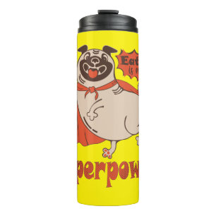 Garrafa Térmica Comer é o meu super poder, estilo cômico de manto 