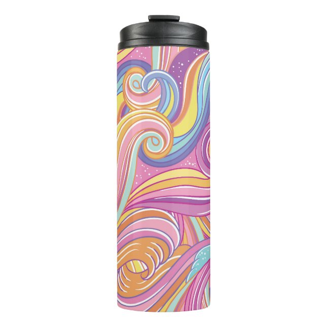 Garrafa Térmica Cometa Arco-Íris: Céu Sonho Mágico. (Frente)