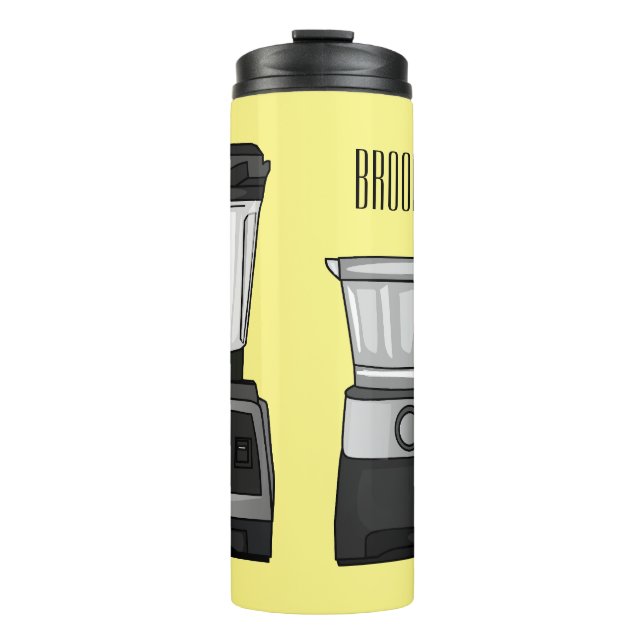 Garrafa Térmica Comida e ilustração do desenho do blender (Frente)