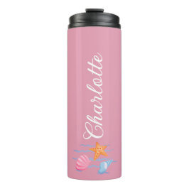 Garrafa Térmica Conchas Personalizadas Rosa-Cravo