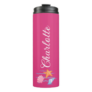 Garrafa Térmica Conchas Personalizadas Rosa Quente