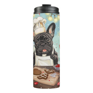 Garrafa Térmica Confeitaria de Férias do Bulldog Francês: Natal Fe