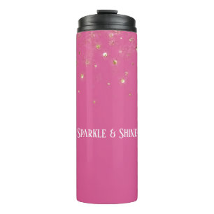 Garrafa Térmica Confete Brilho Dourado Rosa Menina