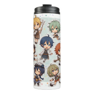 Garrafa Térmica Conjunto de Caracteres de Animação Chibi