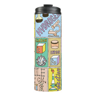 Garrafa Térmica Conjunto de Ilustração de Vintage de Química Scien