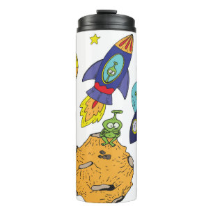 Garrafa Térmica Conjunto de ilustrações de desenho animado sobre