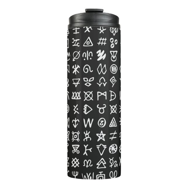 Garrafa Térmica Conjunto de símbolos que executam letras. oculto a (Frente)