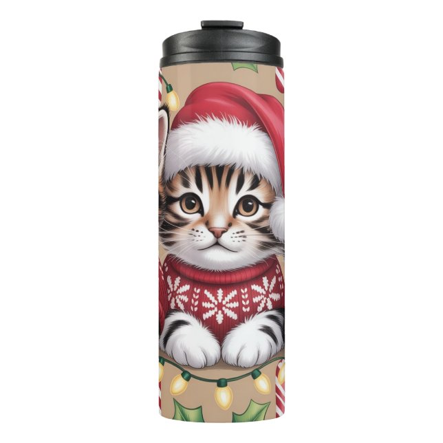 Garrafa Térmica Conjunto de Tratamentos de Natal para Gatinhos (Frente)
