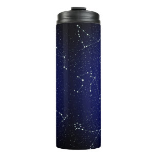 Garrafa Térmica Constelações do Zodíaco com um Céu Estrelado Azul