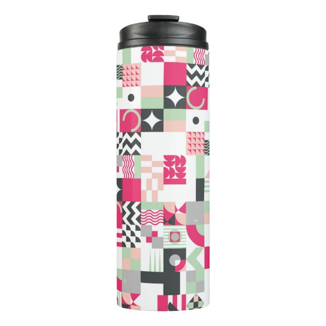 Garrafa Térmica Contemporary geometric mosaic seamless pattern wit (Frente)