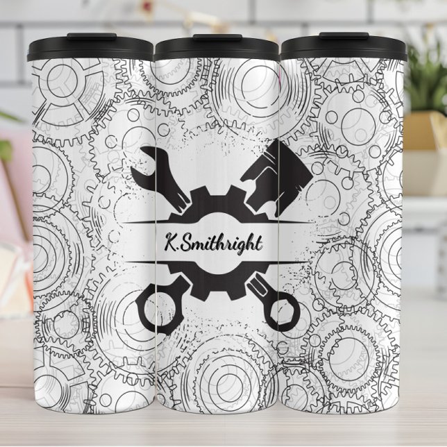 Garrafa Térmica Contorno mecânico das engrenagens sem chave do êmb (Criador carregado)