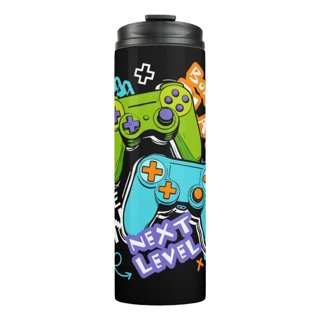 Garrafa Térmica Controladores de jogo Graffiti  Jogos Nascido Para (Frente)