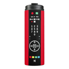 Garrafa Térmica Controle Remoto de TV Engraçado Vermelho Preto