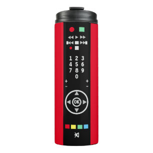 Garrafa Térmica Controle Remoto de TV Engraçado Vermelho Preto