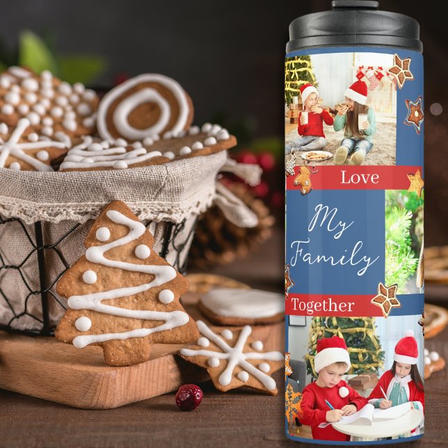 Garrafa Térmica Cookies 7 Modelo de Foto Azul Natal (Criador carregado)